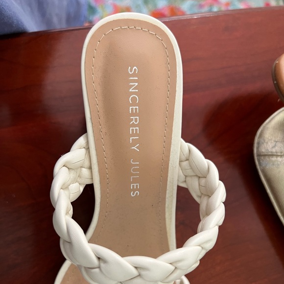 Sincerely Jules Brand Ivory/Cream/Off-White Braided Heeled Sandals - Size 10 - Picture 6 of 6